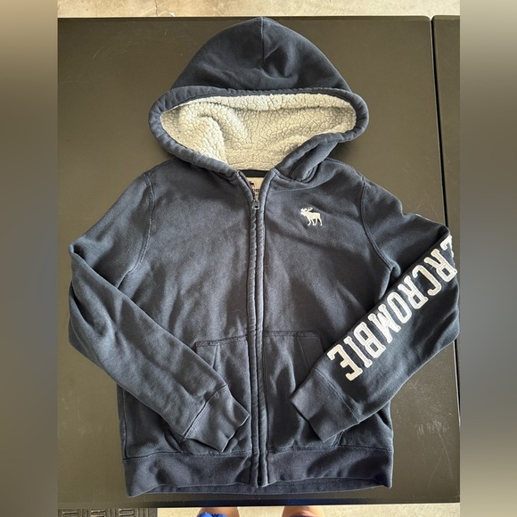 Abercrombie Kids Blue and White Hoodie Sweatshirt - Picture 1 of 4